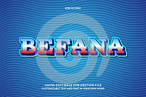 Befana editable text effect blue color 3 dimension emboss comic style