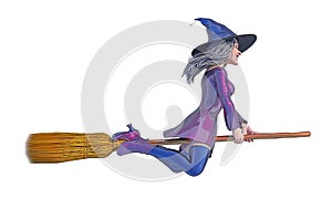 Befana with flying on broom
