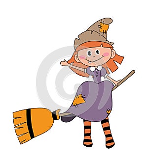 Befana sitting on a broomstick. Ugly witch