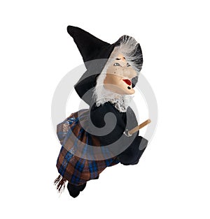 Befana, witch with flying broom