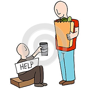 Beggar Asking for Money From Customer