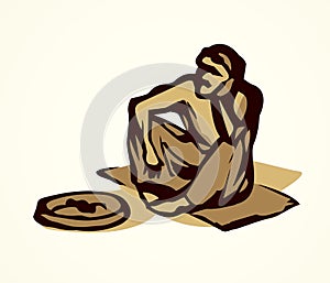 Beggar. Vector drawing