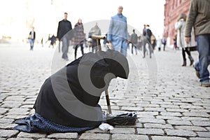 Begger in Red squere in Moscow.