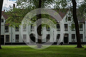 Begijnhof Beguinage Almshouses in Brugge Bruges, Belgium. Founded in 1245. A Unesco World Heritage site.