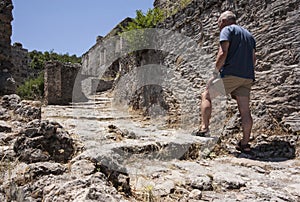 Begining the ascent to Kayakoy chapel, Turkey