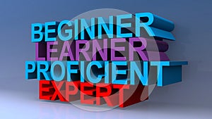 Beginner learner proficient expert on blue photo