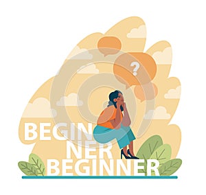 Beginner or newbie concept. New employee starting a career, project or task.