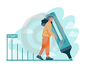 Beginner or newbie concept. New employee starting a career, project or task.