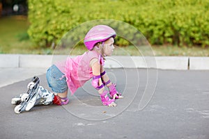 Beginner in roller skates