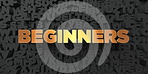 Beginners - Gold text on black background - 3D rendered royalty free stock picture