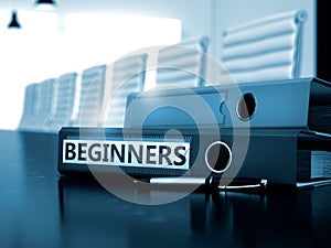 Beginners on Office Binder. Blurred Image. 3D.