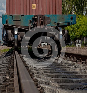 The beginning of a freight train, a freight wagon