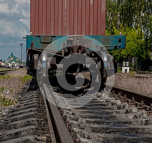 The beginning of a freight train, a freight wagon