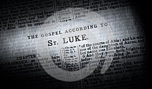 The beginning of the gospel of Luke in the King James Version of the Bible photo