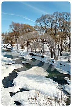 The beginning of spring near the river near Moscow.