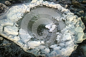 Thin pancake ice (pan-agglomerated ice) frozen in mass photo