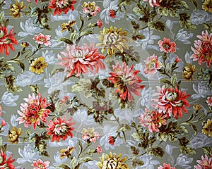 Original textile fabric ornament of the Modern style. Crock is hand-painted with gouache.