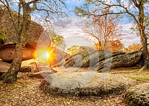 Beglik Tash megaliths - natural rock formation, prehistoric rock sanctuary on the southern Black Sea coast of Bulgaria photo