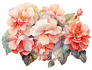 Begonia watercolor style isolated on white background