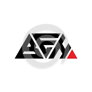 BEH triangle letter logo design with triangle shape. BEH triangle logo design monogram. BEH triangle vector logo template with red