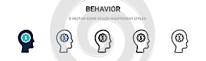 Behavior icon in filled, thin line, outline and stroke style. Vector illustration of two colored and black behavior vector icons