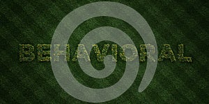 BEHAVIORAL - fresh Grass letters with flowers and dandelions - 3D rendered royalty free stock image