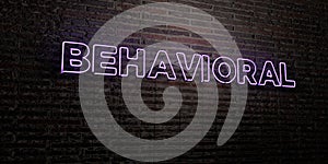 BEHAVIORAL -Realistic Neon Sign on Brick Wall background - 3D rendered royalty free stock image