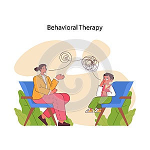 Behavioral Therapy session in progress. Flat vector illustration