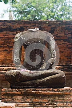 Beheaded Buddha image in Ayuttaya, Thailand