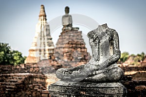 Beheaded Buddha near Wat Chai Watthanaram temple
