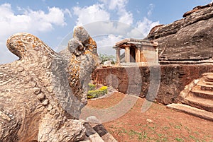 Beheaded Nandi at Ravanaphadi Cave Temple, Aihole, Karnataka, India