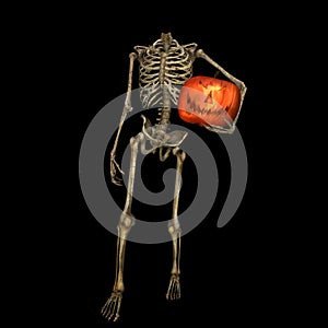 Beheaded Skeleton with Pumpkin