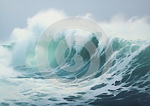 Behemoth Breakers: A Majestic Ocean Display of Pastel Waves and