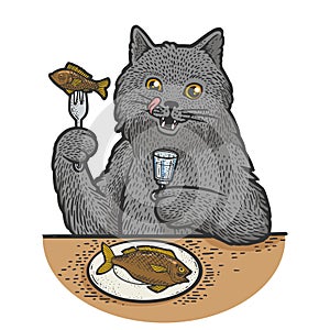 Behemoth cat sketch vector illustration