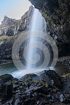 Behind Gilsárfoss waterfall