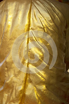 Behind the golden Buddha image in a Thai temple