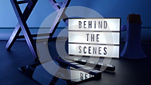 Behind the scenes letterboard text on Lightbox in studio color changing background light