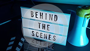 Behind the scenes letterboard text on Lightbox in studio color changing background light