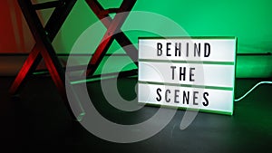 Behind the scenes text on letterboard Lightbox or Cinema Light box