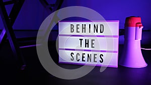 Behind the scenes text on letterboard Lightbox or Cinema Light box