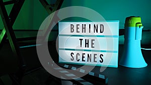 Behind the scenes text on letterboard Lightbox or Cinema Light box