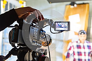 Behind the scenes of video production or video shooting