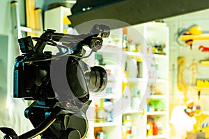 Behind the scenes of video production or video shooting