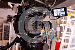 Behind the scenes of video production or video shooting