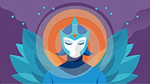 Behind the stoic mask a calm demeanor and a clear mind unswayed by any external forces.. Vector illustration.