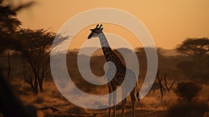 Behold the enchanting presence of a giraffe as it stands against the backdrop of the savannah, a living testament to the