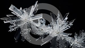 Frozen Elegance: Glistening Ice Crystals Adorn the Velvet Darkness photo