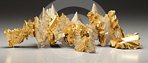 Behold the mesmerizing allure of crystallized gold, resembling an abstract masterpiece in its intricate formation. Ai Generated