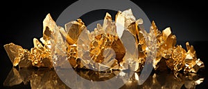 Behold the mesmerizing allure of crystallized gold, resembling an abstract masterpiece in its intricate formation. Ai Generated