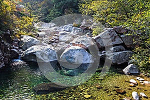 Bei Jiu Shui trail in Autumn, Laoshan Mountain, Qingdao, China.